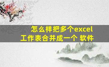 怎么样把多个excel工作表合并成一个 软件